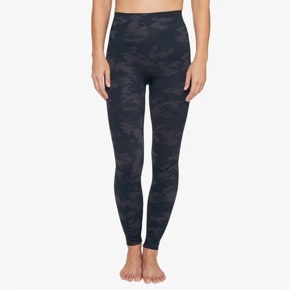 SPANX Black Camo Seamless Leggings for Women‎ Tummy Control - Picture 1 of 8